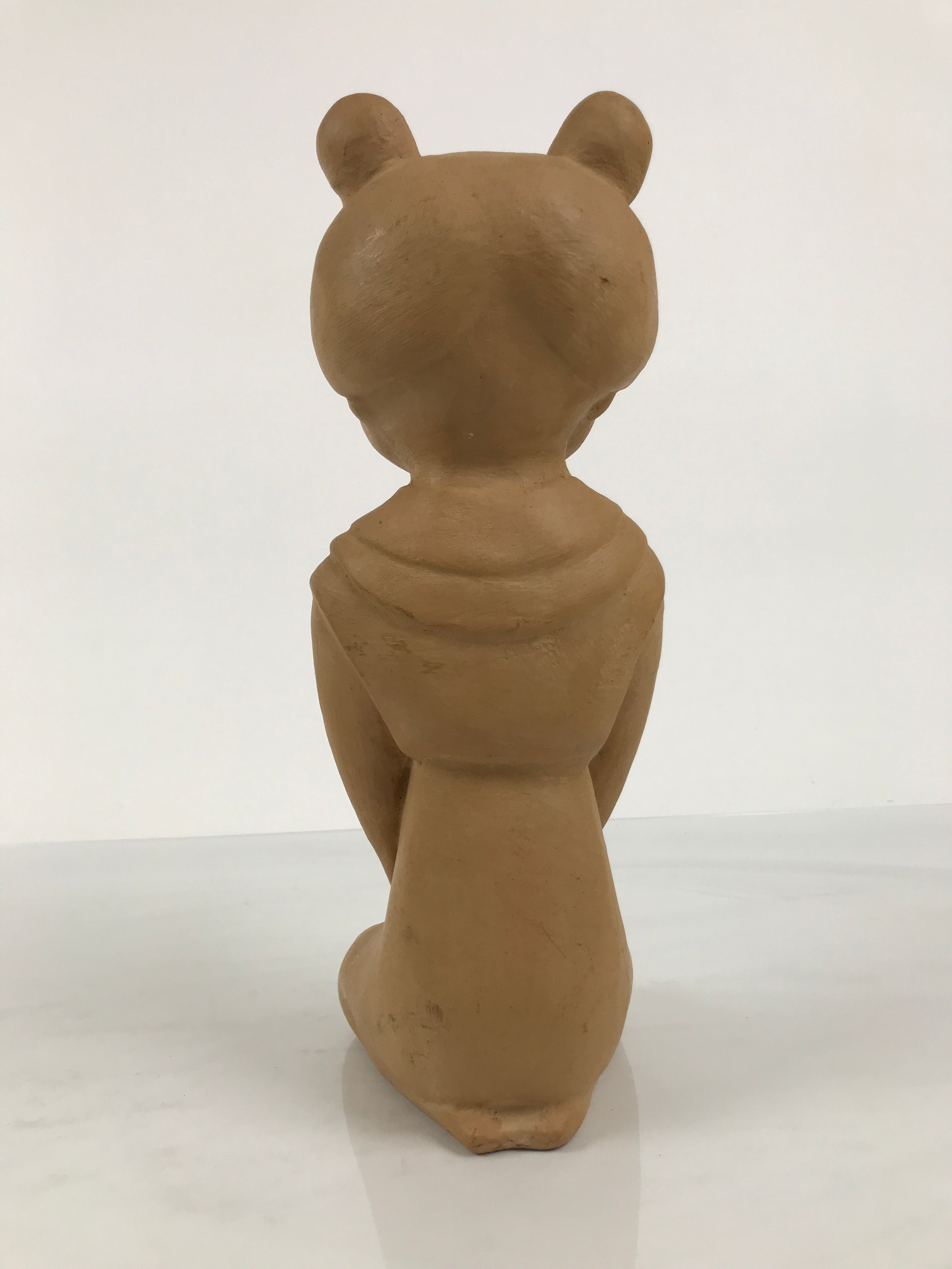 Japanese Ceramic Girl Statue Nara Tenpyo Terracotta Sculpture Brown Okimono ST97