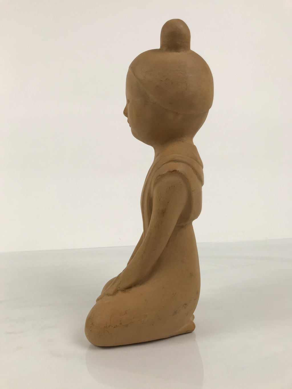 Japanese Ceramic Girl Statue Nara Tenpyo Terracotta Sculpture Brown Okimono ST97