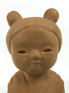 Japanese Ceramic Girl Statue Nara Tenpyo Terracotta Sculpture Brown Okimono ST97