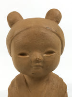 Japanese Ceramic Girl Statue Nara Tenpyo Terracotta Sculpture Brown Okimono ST97