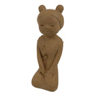 Japanese Ceramic Girl Statue Nara Tenpyo Terracotta Sculpture Brown Okimono ST97