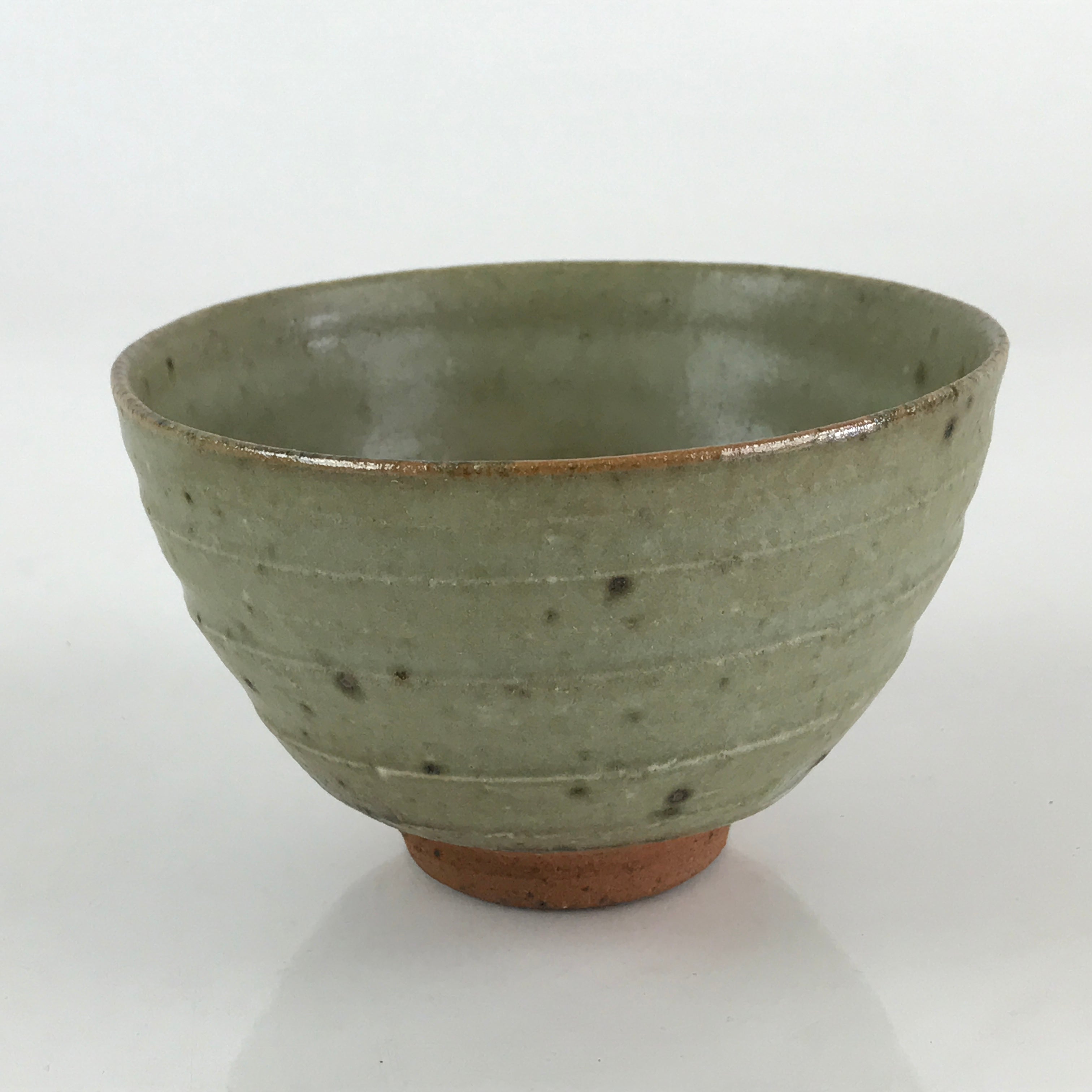 Japanese Ceramic Green Ceremony Tea Bowl Vtg Matcha Chawan Pottery GTB955