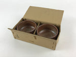 Japanese Ceramic Green Tea Bowl 2pc Set Vtg Pottery Matcha Brown Chawan Sado PX6