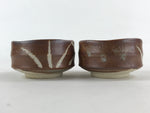 Japanese Ceramic Green Tea Bowl 2pc Set Vtg Pottery Matcha Brown Chawan Sado PX6