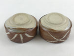 Japanese Ceramic Green Tea Bowl 2pc Set Vtg Pottery Matcha Brown Chawan Sado PX6