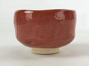 Japanese Ceramic Green Tea Bowl Akaraku Rakuyaki Chawan Red Crackle Glaze GTB994