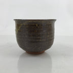 Japanese Ceramic Green Tea Bowl Chawan Vtg Brown Green Drip Flower CHB64