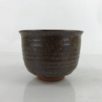 Japanese Ceramic Green Tea Bowl Chawan Vtg Brown Green Drip Flower CHB64