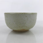 Japanese Ceramic Green Tea Bowl Chawan Vtg Melting Glaze White Brown CHB73