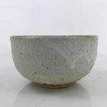 Japanese Ceramic Green Tea Bowl Chawan Vtg Melting Glaze White Brown CHB73