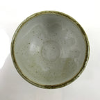 Japanese Ceramic Green Tea Bowl Chawan Vtg Melting Glaze White Brown CHB73