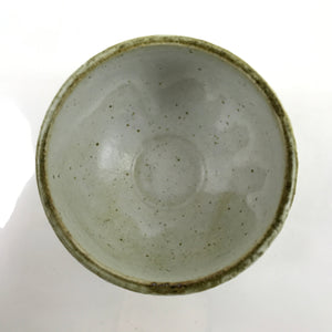 Japanese Ceramic Green Tea Bowl Chawan Vtg Melting Glaze White Brown CHB73