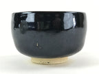 Japanese Ceramic Green Tea Bowl Kuroraku Vtg Black Matcha Chawan Sado PX692