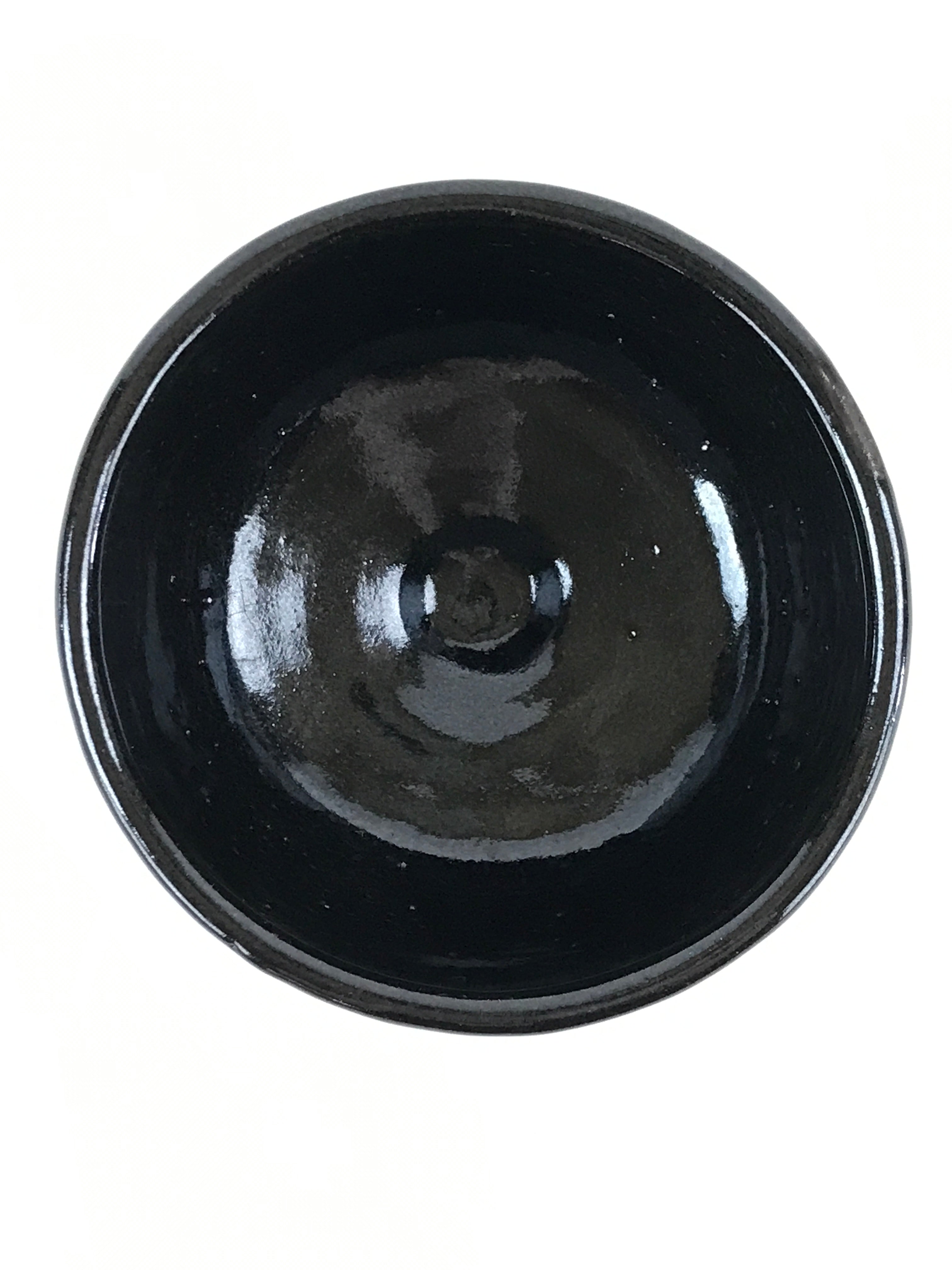 Japanese Ceramic Green Tea Bowl Kuroraku Vtg Black Matcha Chawan Sado PX692