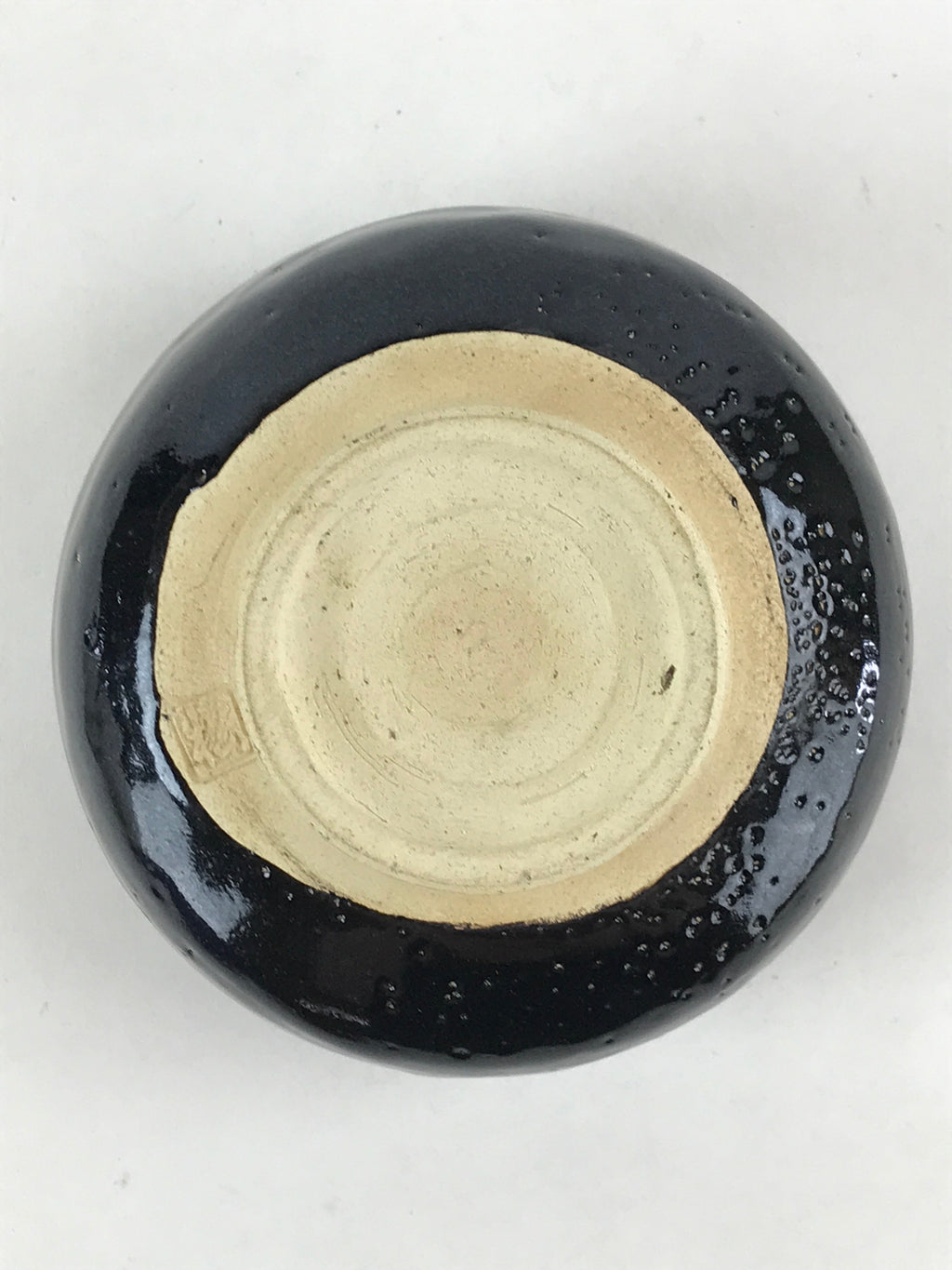 Japanese Ceramic Green Tea Bowl Kuroraku Vtg Black Matcha Chawan Sado PX692