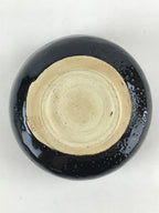 Japanese Ceramic Green Tea Bowl Kuroraku Vtg Black Matcha Chawan Sado PX692
