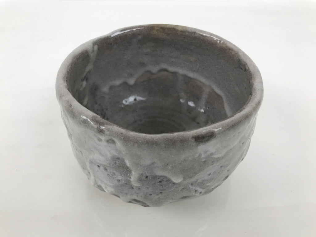Japanese Ceramic Green Tea Bowl Matcha Chawan Pottery Gray Shino Wood Box PX807