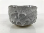 Japanese Ceramic Green Tea Bowl Matcha Chawan Pottery Gray Shino Wood Box PX807