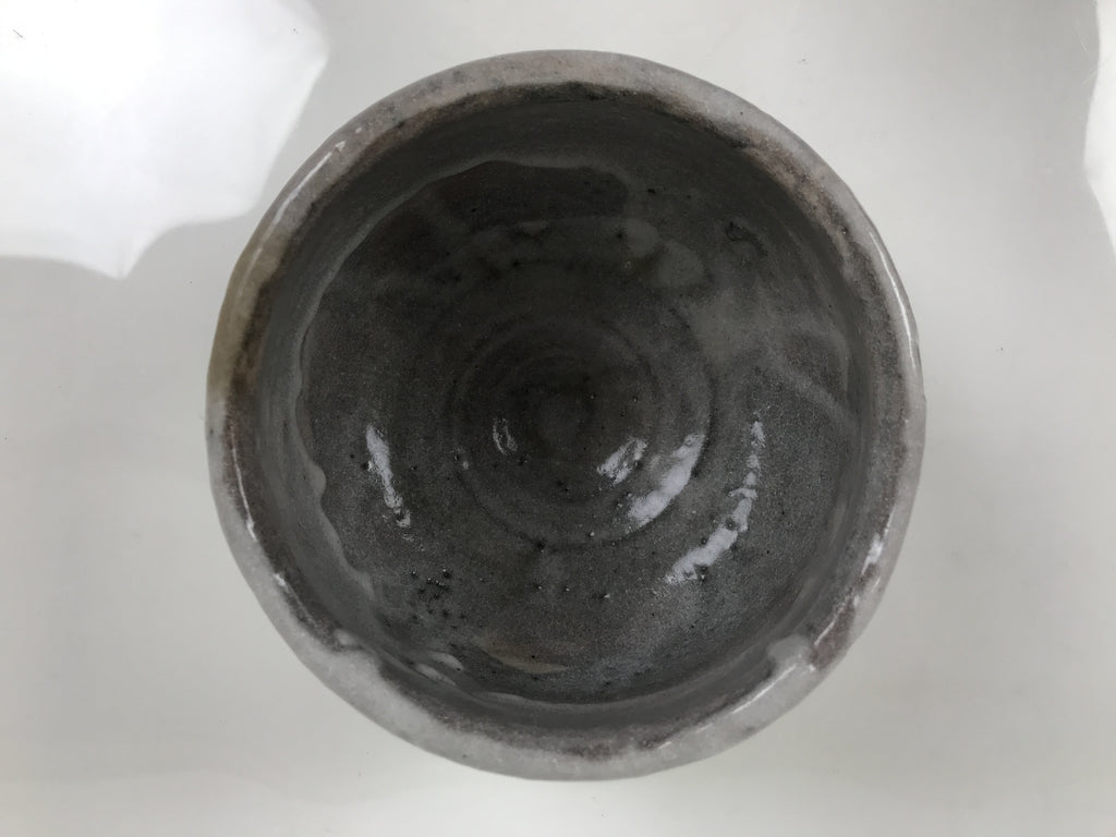 Japanese Ceramic Green Tea Bowl Matcha Chawan Pottery Gray Shino Wood Box PX807
