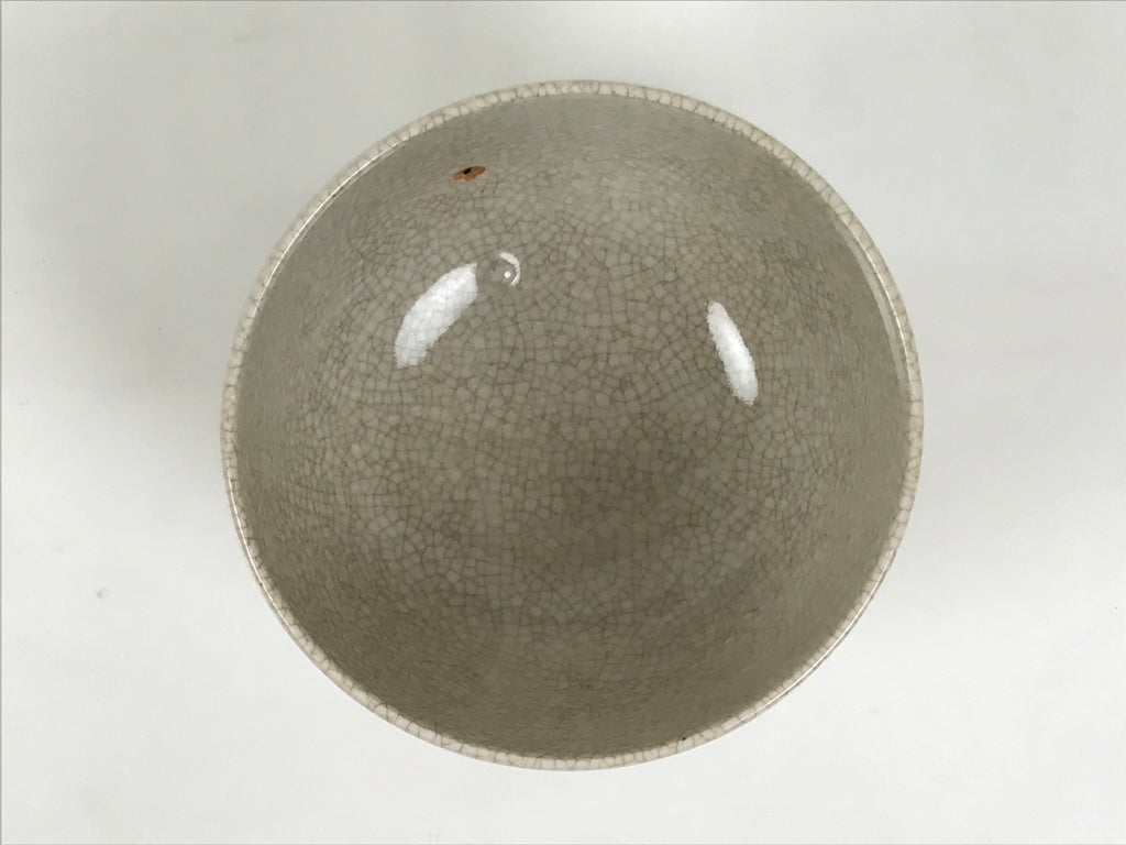Japanese Ceramic Green Tea Bowl Matcha Chawan Pottery Off-White Crackle CHB157