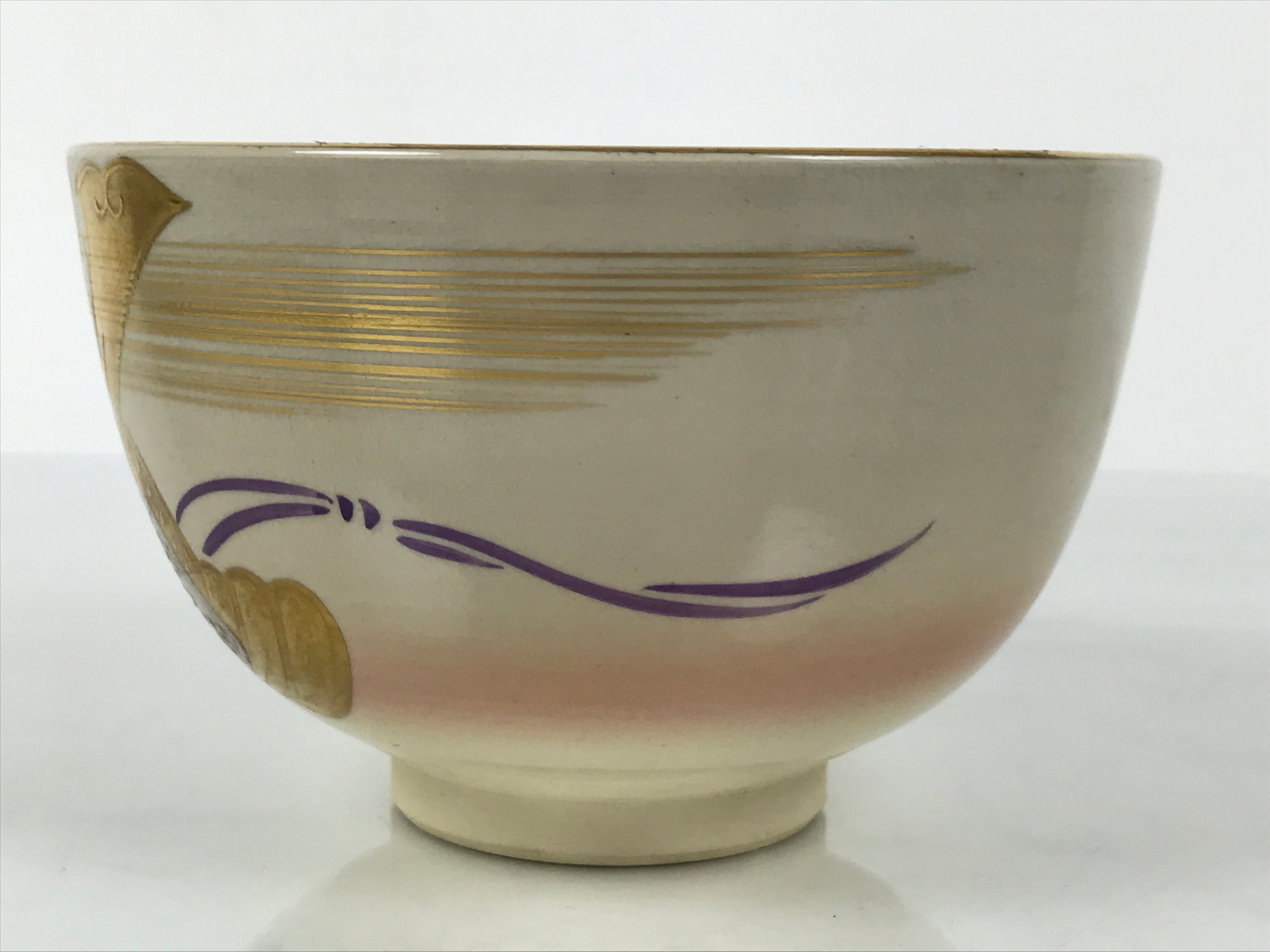 Japanese Ceramic Green Tea Bowl Matcha Chawan Pottery Samurai Helmet Gold CHB113