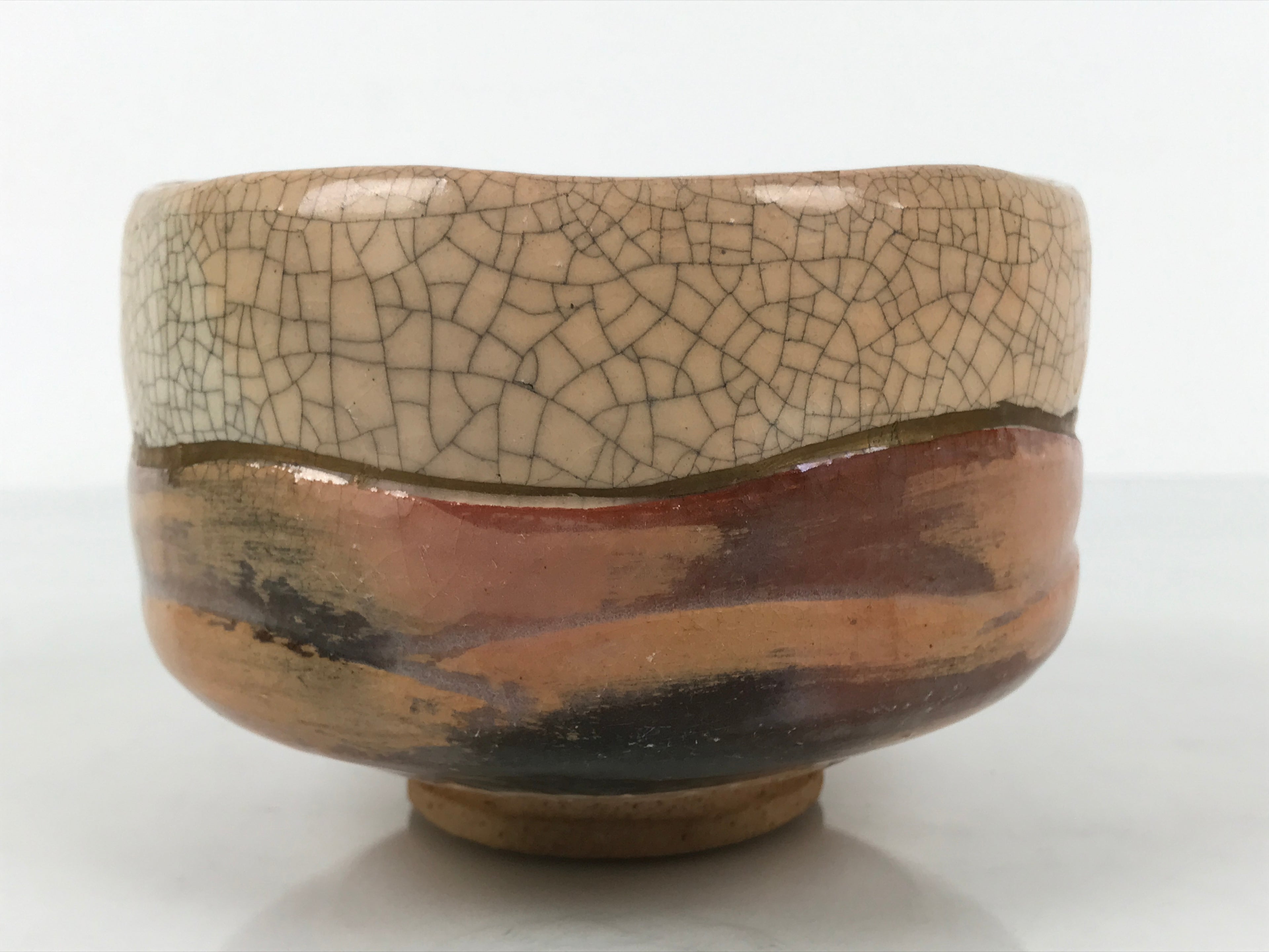 Japanese Ceramic Green Tea Bowl Matcha Chawan Raku Ware Pottery Orange CHB121