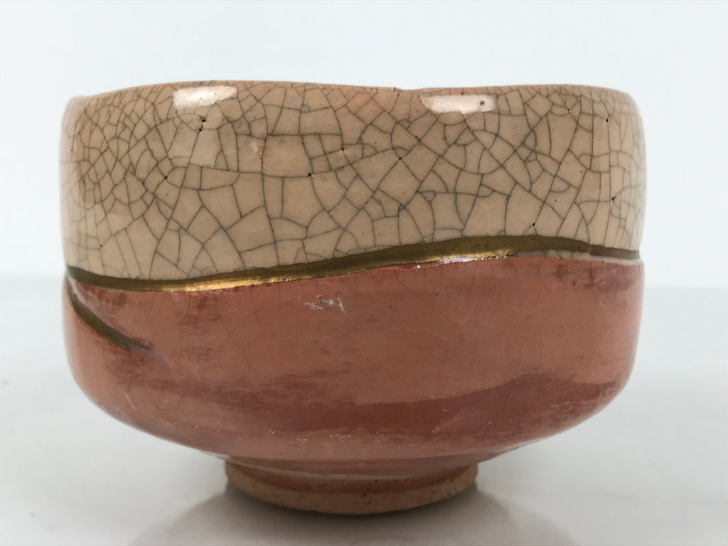 Japanese Ceramic Green Tea Bowl Matcha Chawan Raku Ware Pottery Orange CHB121