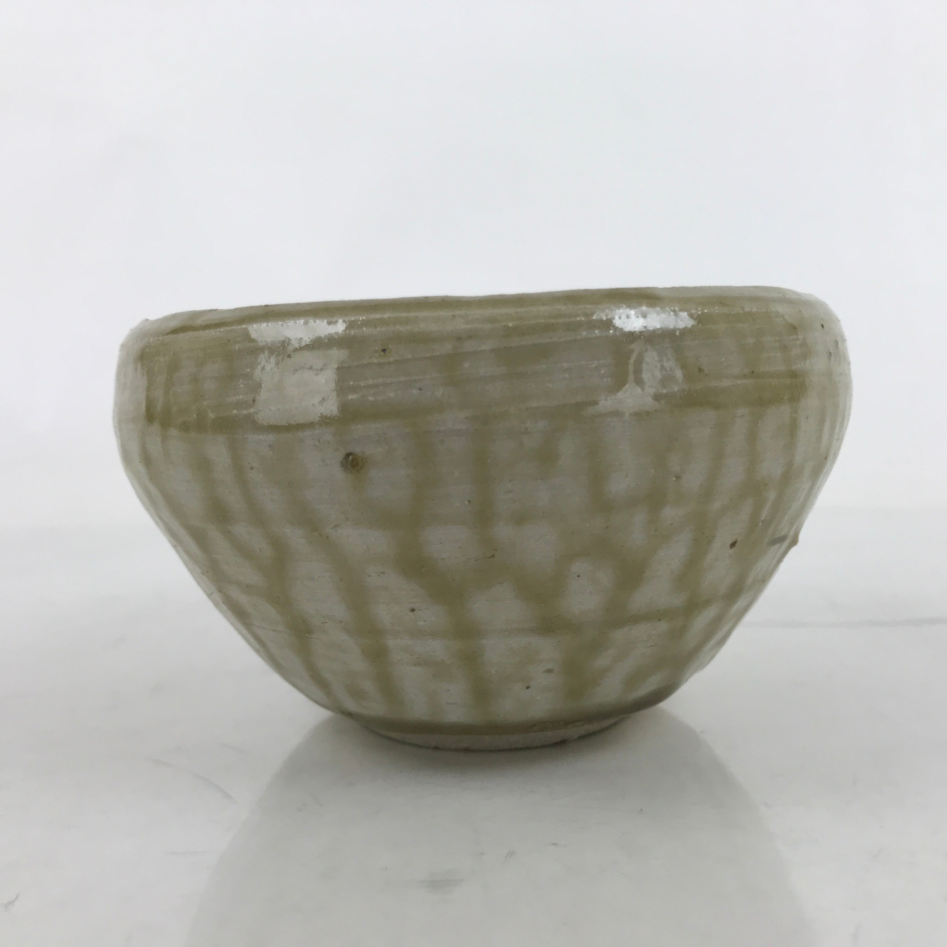 Japanese Ceramic Green Tea Bowl Matcha Chawan Vtg Ash Natural Glaze CHB83