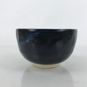 Japanese Ceramic Green Tea Bowl Matcha Chawan Vtg Black Blue White HB82