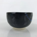 Japanese Ceramic Green Tea Bowl Matcha Chawan Vtg Black Blue White HB82