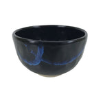 Japanese Ceramic Green Tea Bowl Matcha Chawan Vtg Black Blue White HB82