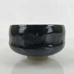 Japanese Ceramic Green Tea Bowl Matcha Chawan Vtg Black Glossy CHB76