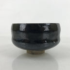 Japanese Ceramic Green Tea Bowl Matcha Chawan Vtg Black Glossy CHB76