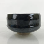 Japanese Ceramic Green Tea Bowl Matcha Chawan Vtg Black Glossy CHB76