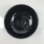 Japanese Ceramic Green Tea Bowl Matcha Chawan Vtg Black Glossy CHB76