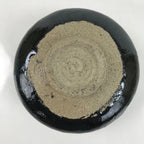 Japanese Ceramic Green Tea Bowl Matcha Chawan Vtg Black Glossy CHB76