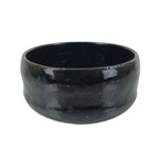 Japanese Ceramic Green Tea Bowl Matcha Chawan Vtg Black Glossy CHB76