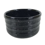 Japanese Ceramic Green Tea Bowl Matcha Chawan Vtg Black Glossy Dots CHB81