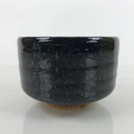 Japanese Ceramic Green Tea Bowl Matcha Chawan Vtg Black Glossy Dots CHB84