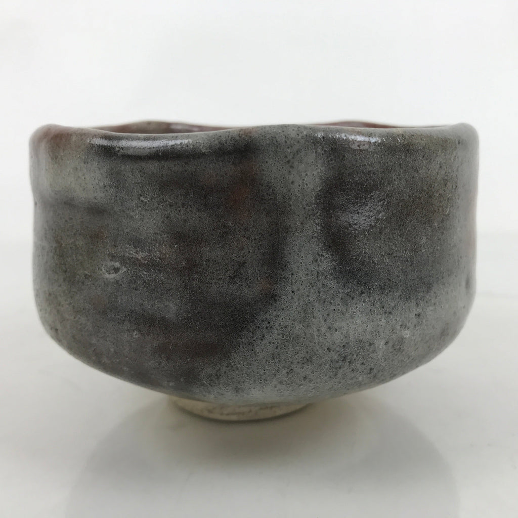 Japanese Ceramic Green Tea Bowl Matcha Chawan Vtg Brown White Glossy CHB75