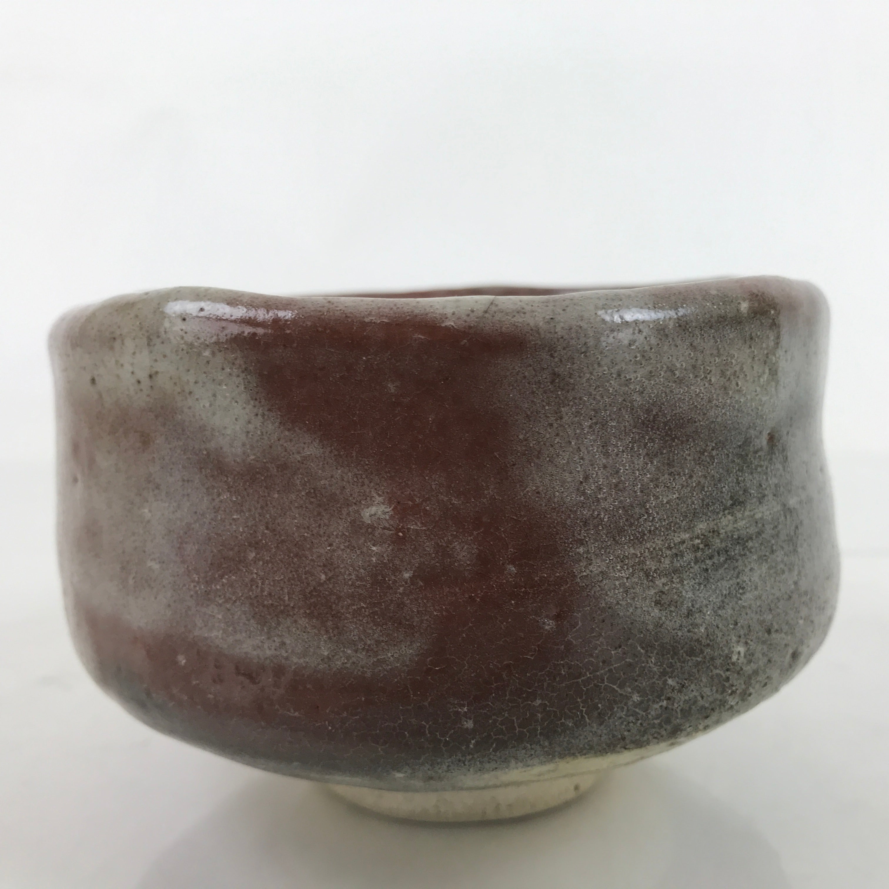 Japanese Ceramic Green Tea Bowl Matcha Chawan Vtg Brown White Glossy CHB75