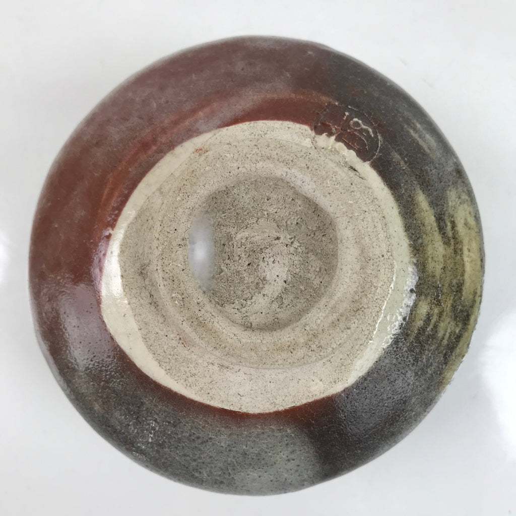 Japanese Ceramic Green Tea Bowl Matcha Chawan Vtg Brown White Glossy CHB75