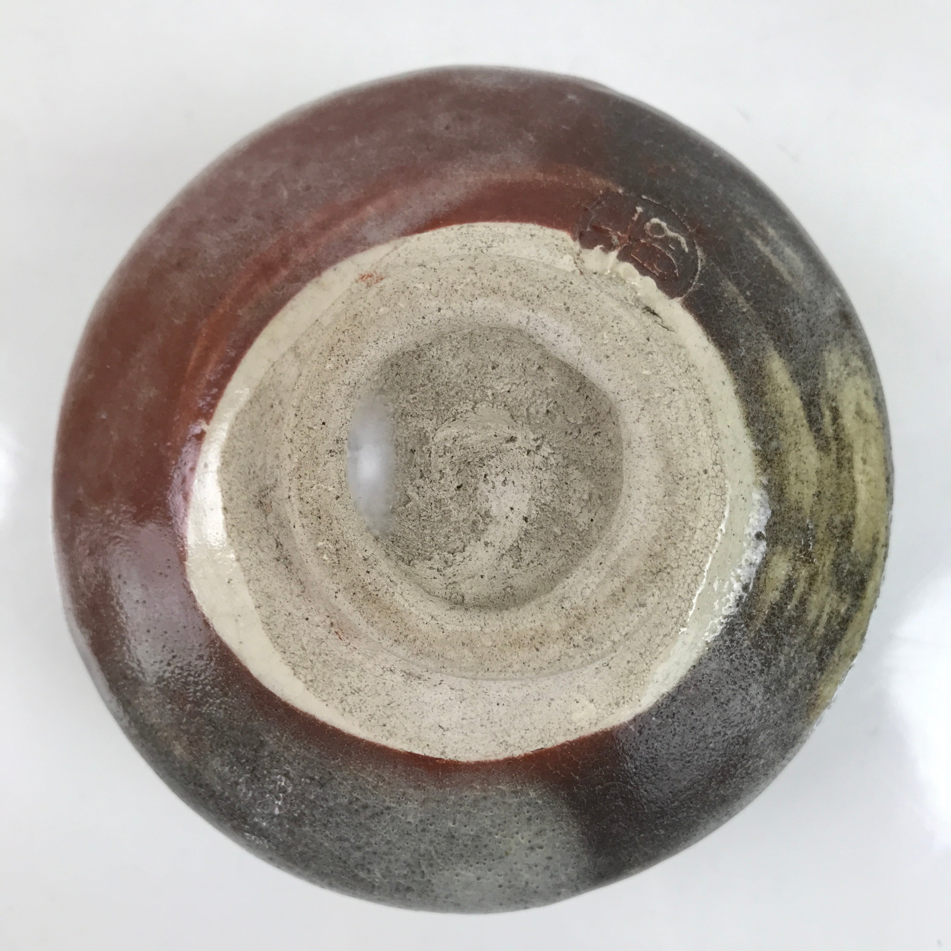 Japanese Ceramic Green Tea Bowl Matcha Chawan Vtg Brown White Glossy CHB75