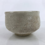 Japanese Ceramic Green Tea Bowl Matcha Chawan Vtg Crackle White Beige CHB61