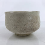 Japanese Ceramic Green Tea Bowl Matcha Chawan Vtg Crackle White Beige CHB61