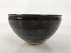 Japanese Ceramic Green Tea Bowl Matcha Chawan Vtg Dark Brown Round Small CHB99