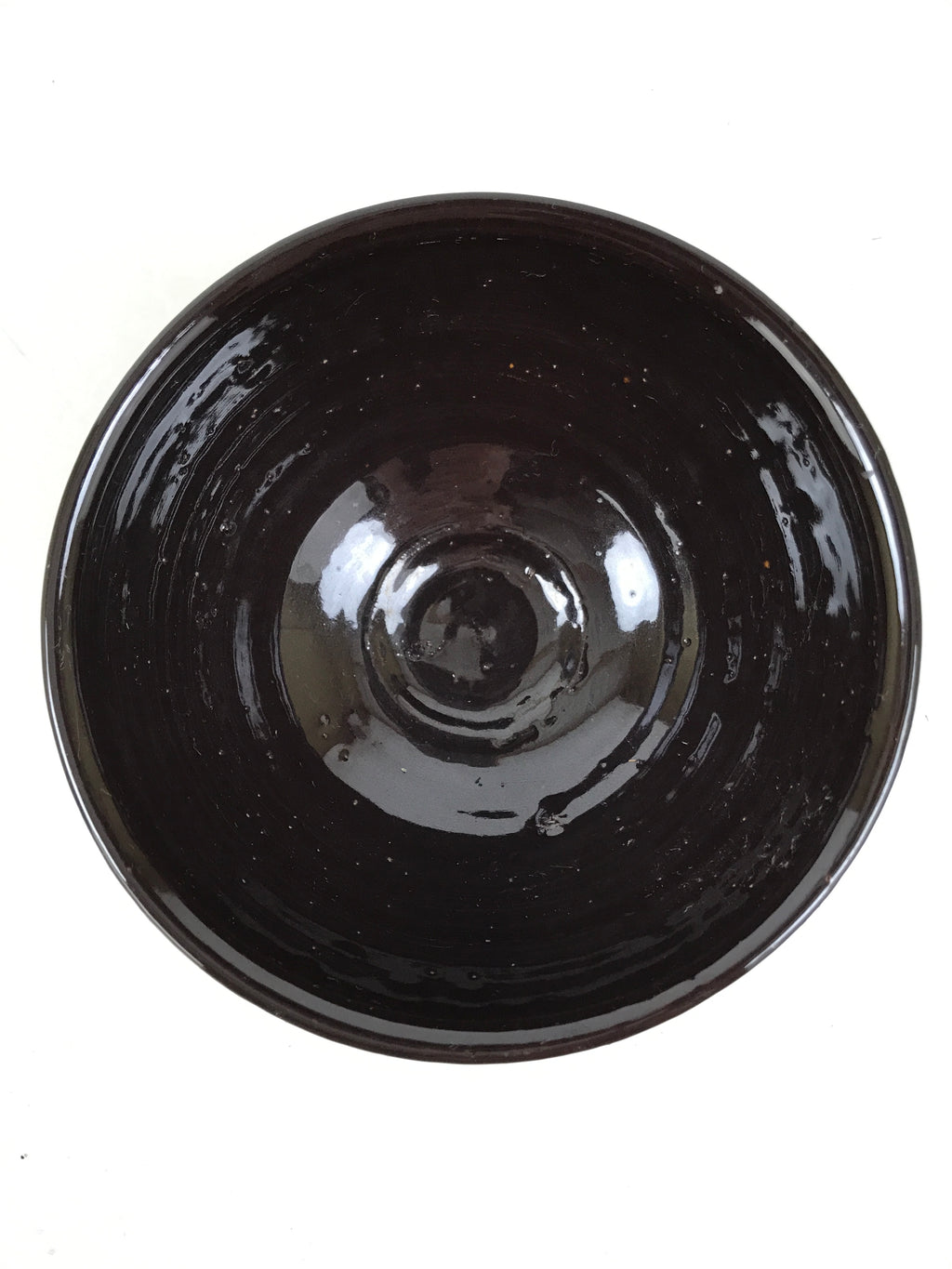 Japanese Ceramic Green Tea Bowl Matcha Chawan Vtg Dark Brown Round Small CHB99