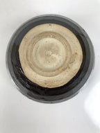 Japanese Ceramic Green Tea Bowl Matcha Chawan Vtg Dark Brown Round Small CHB99