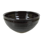 Japanese Ceramic Green Tea Bowl Matcha Chawan Vtg Dark Brown Round Small CHB99