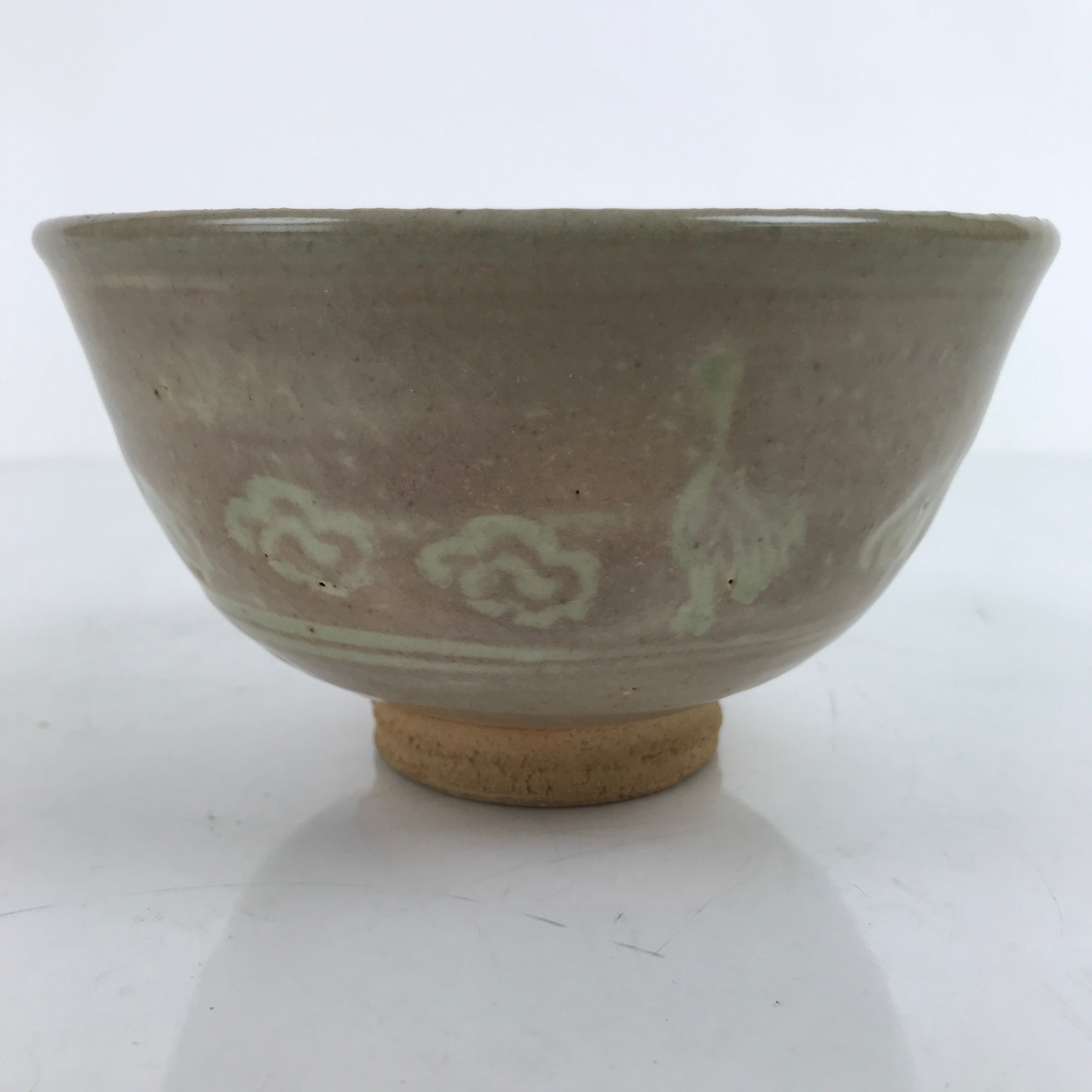 Japanese Ceramic Green Tea Bowl Matcha Chawan Vtg Ducks Gray CHB46